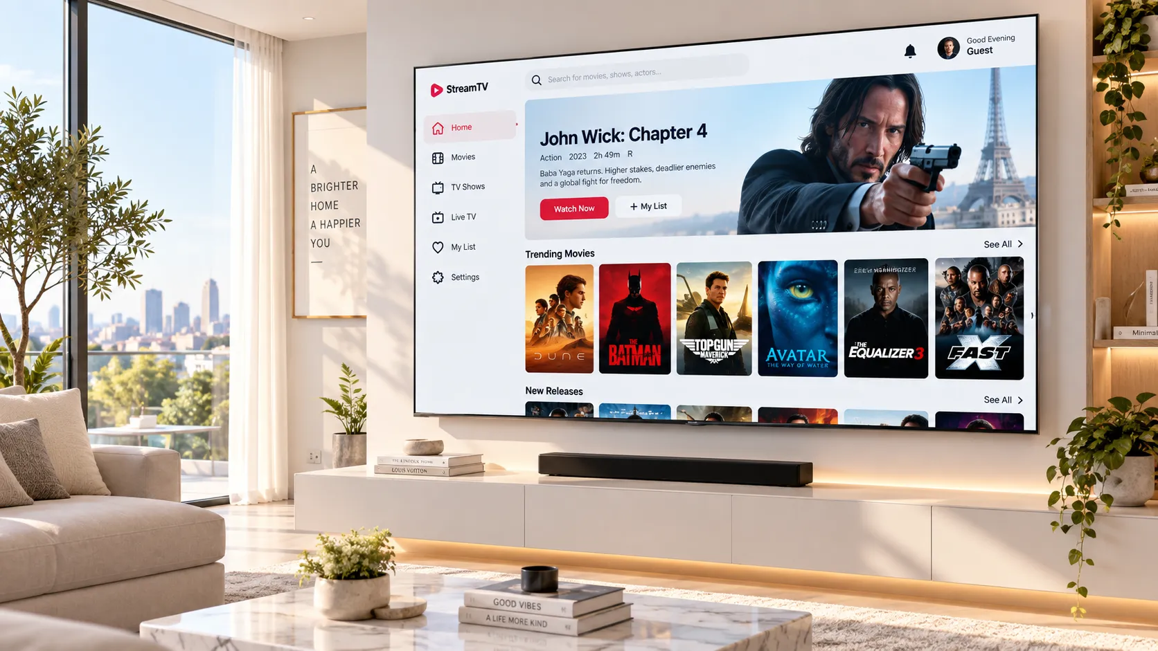 Konfigurationsoberfläche eines IPTV-Players mit M3U-Eingabefeld und EPG-Einstellungen